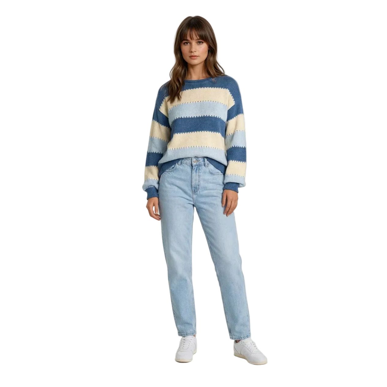 Vila Womens Top Razy Boatneck L/S Stripe Knit Nantucket Breeze