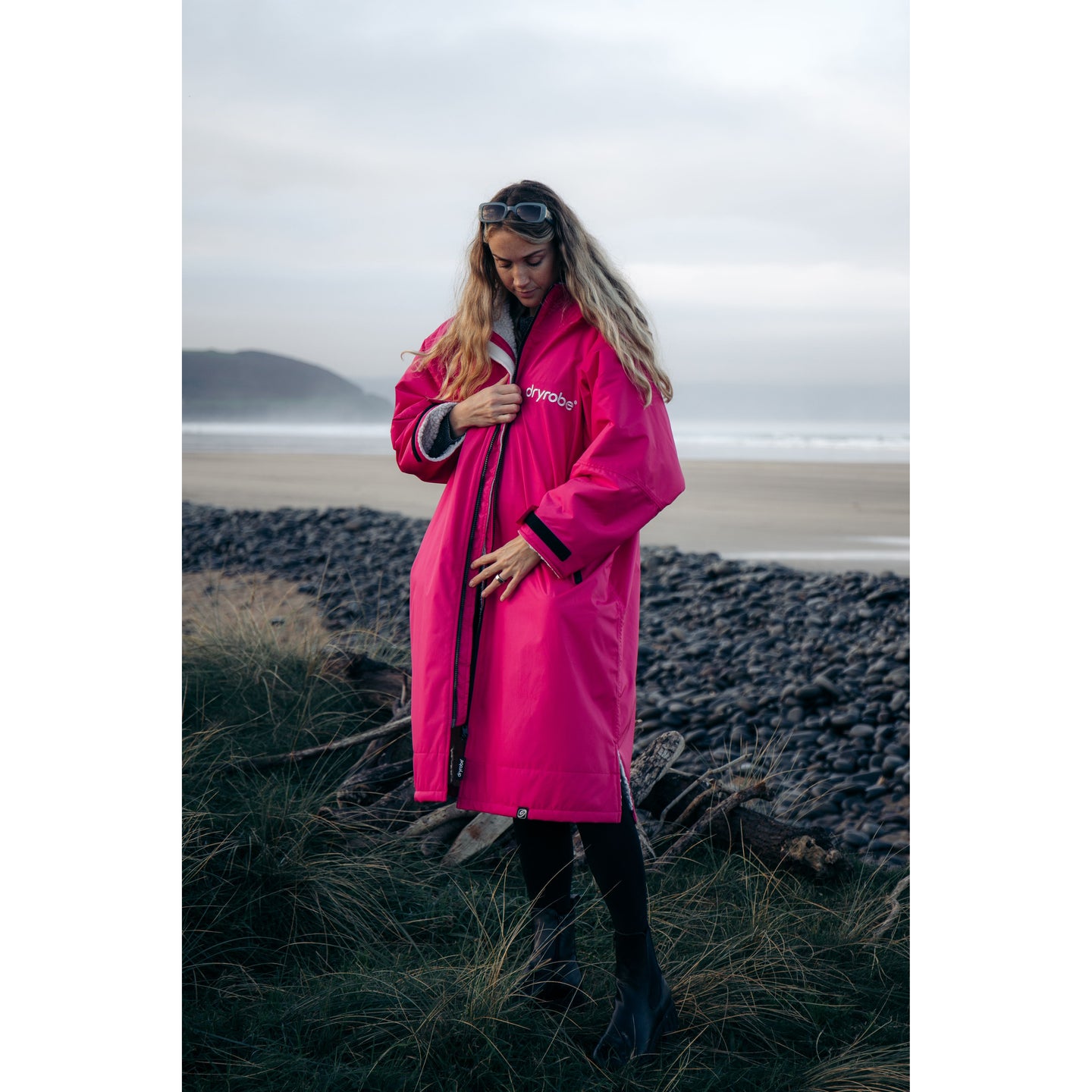 Dryrobe Adults Advance Long Sleeve V3 Pink Light Grey