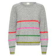 Ichi women's grey striped knitted jumper