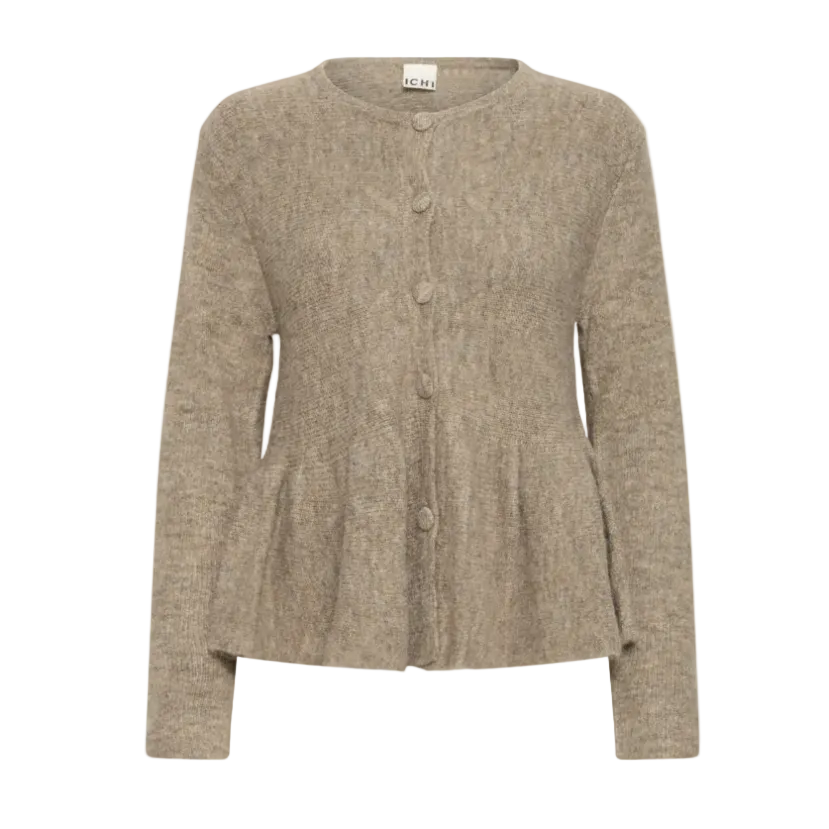 Ichi women's Kamara knitted cardigan in fungi brown