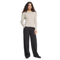 Ichi Womens Cardigan Luls Rib Polo Oatmeal Melange