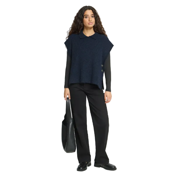 Ichi Womens Vest Ylva Poncho Maritime Blue