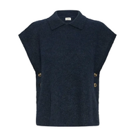 Ichi Womens Vest Ylva Poncho Maritime Blue