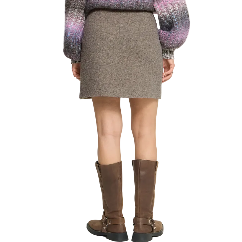 Ichi women's greige melange Wolca skirt