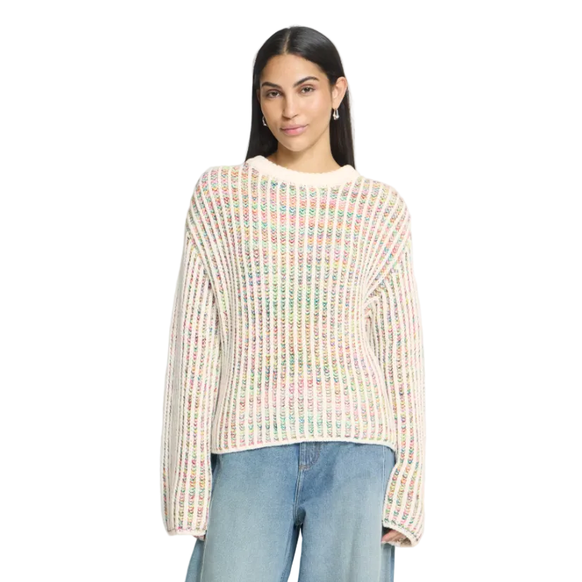 Ichi women's Anila pullover in Cloud Dancer off-white