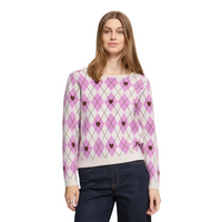 Ichi Womens Sweater Brielle LS9 Oatmeal Melange Harlekin