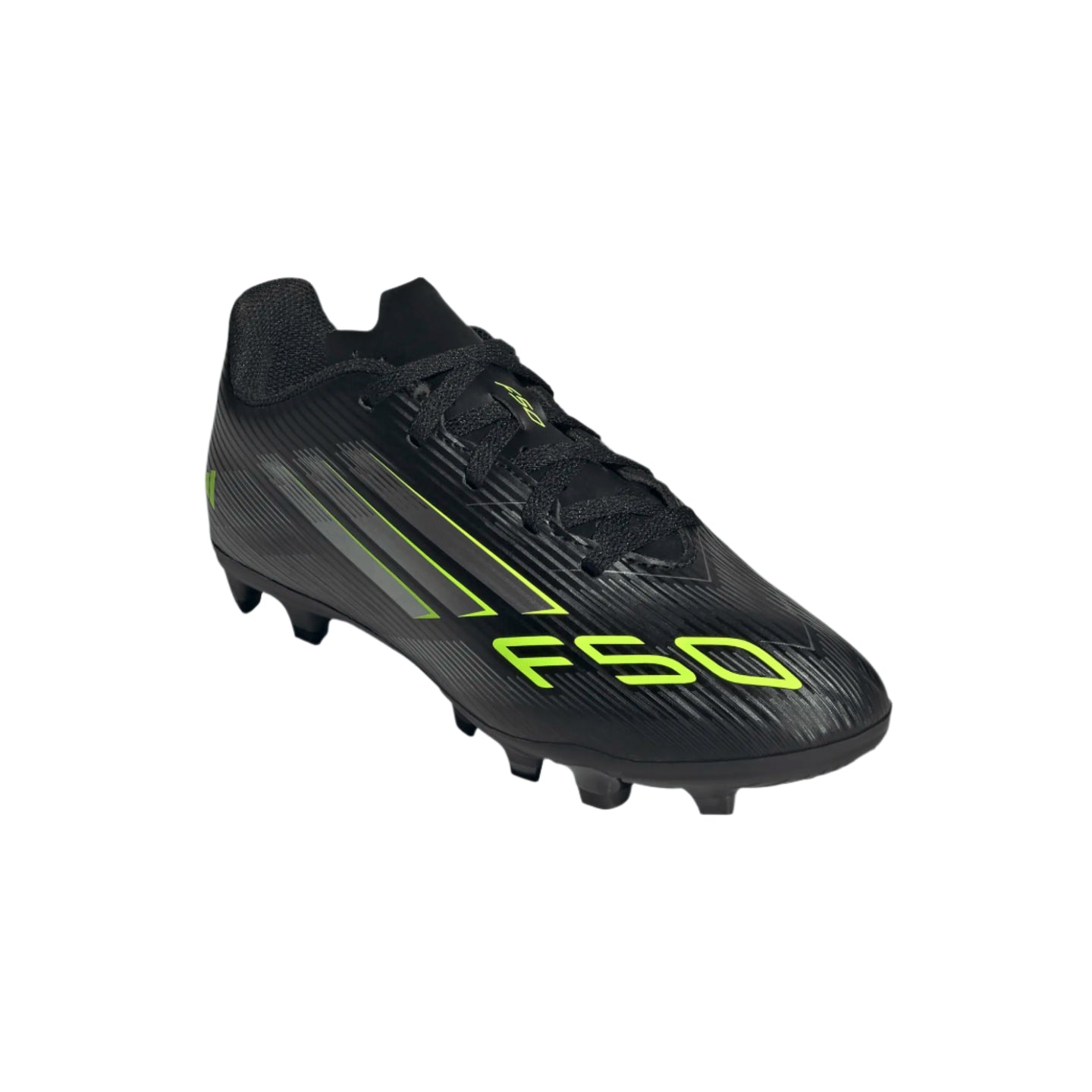Adidas Junior Football Boot F50 Club FG/MG Core Black/Iron Metallic/Lucid Lemon
