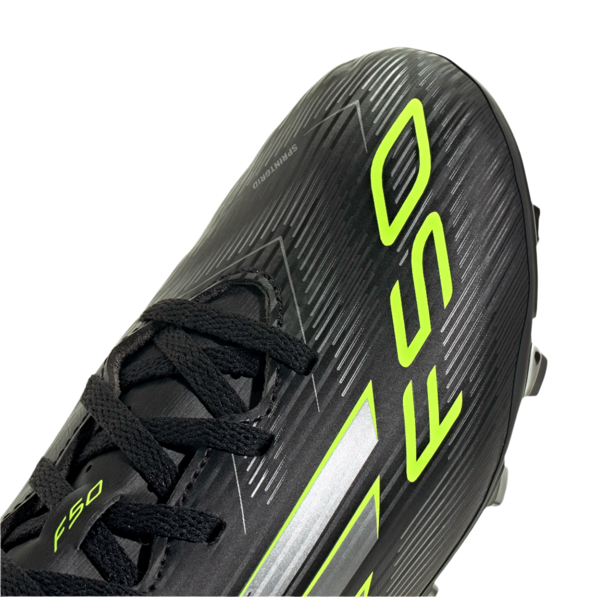 Adidas Junior Football Boot F50 Club FG/MG Core Black/Iron Metallic/Lucid Lemon