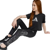 Adidas girls' black and silver leggings