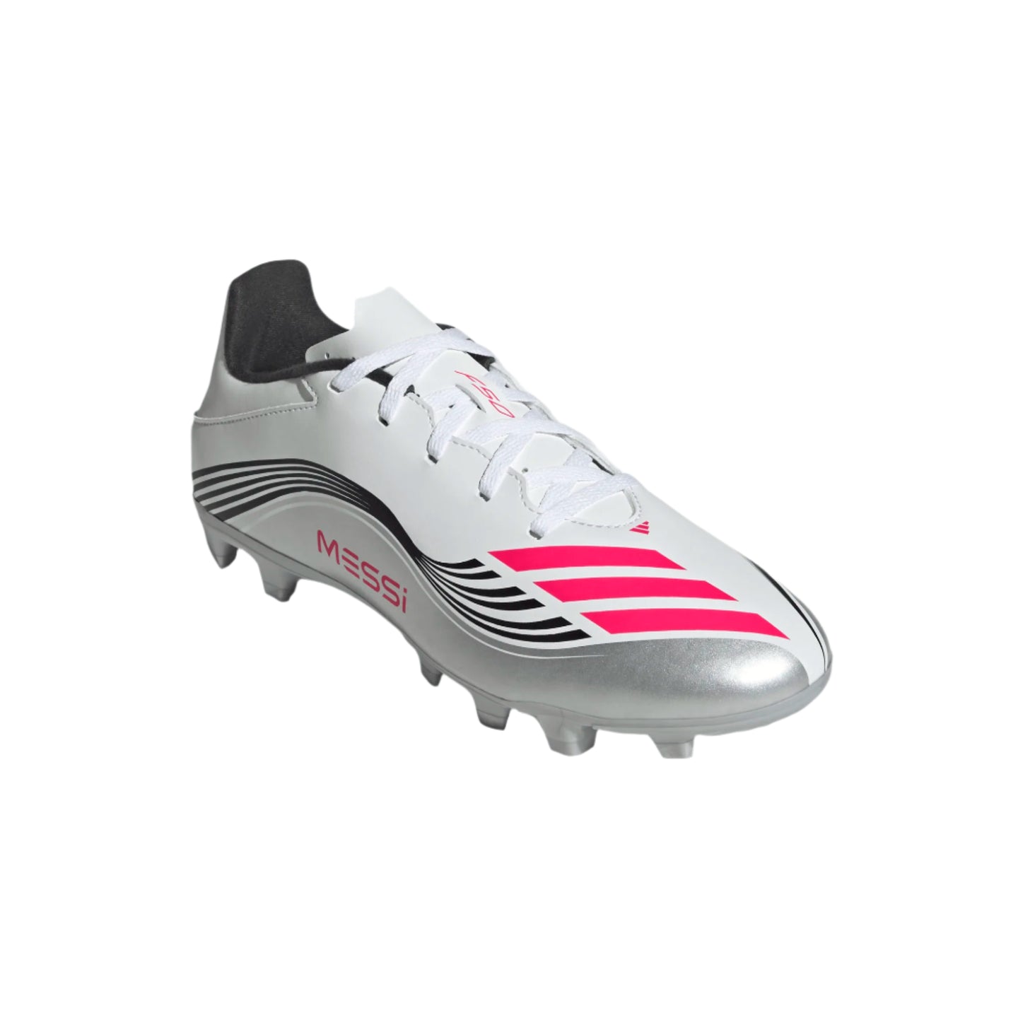 Adidas Adults Football Boot F50 Messi Club FG/MG Cloud White/Lucid Red/Silver Metallic