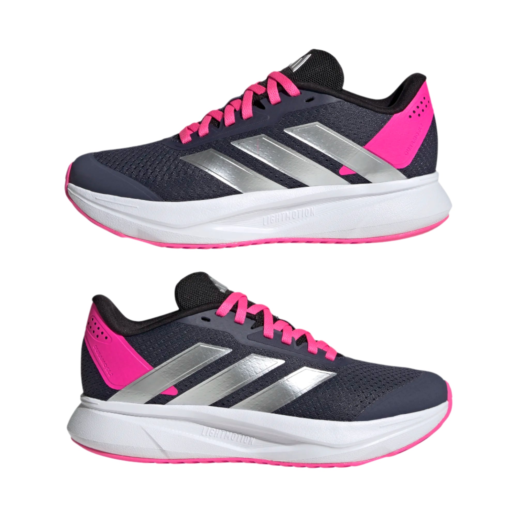 Adidas girls' navy and pink mesh lace-up trainer