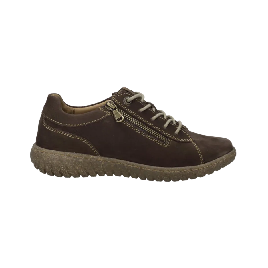 Josef Seibel Angelina women's brown leather lace-up trainers with side zip