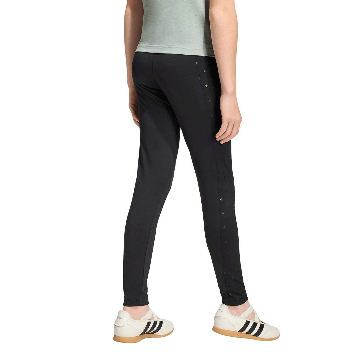 Adidas Girls Leggings Glam Black/Silver Metallic