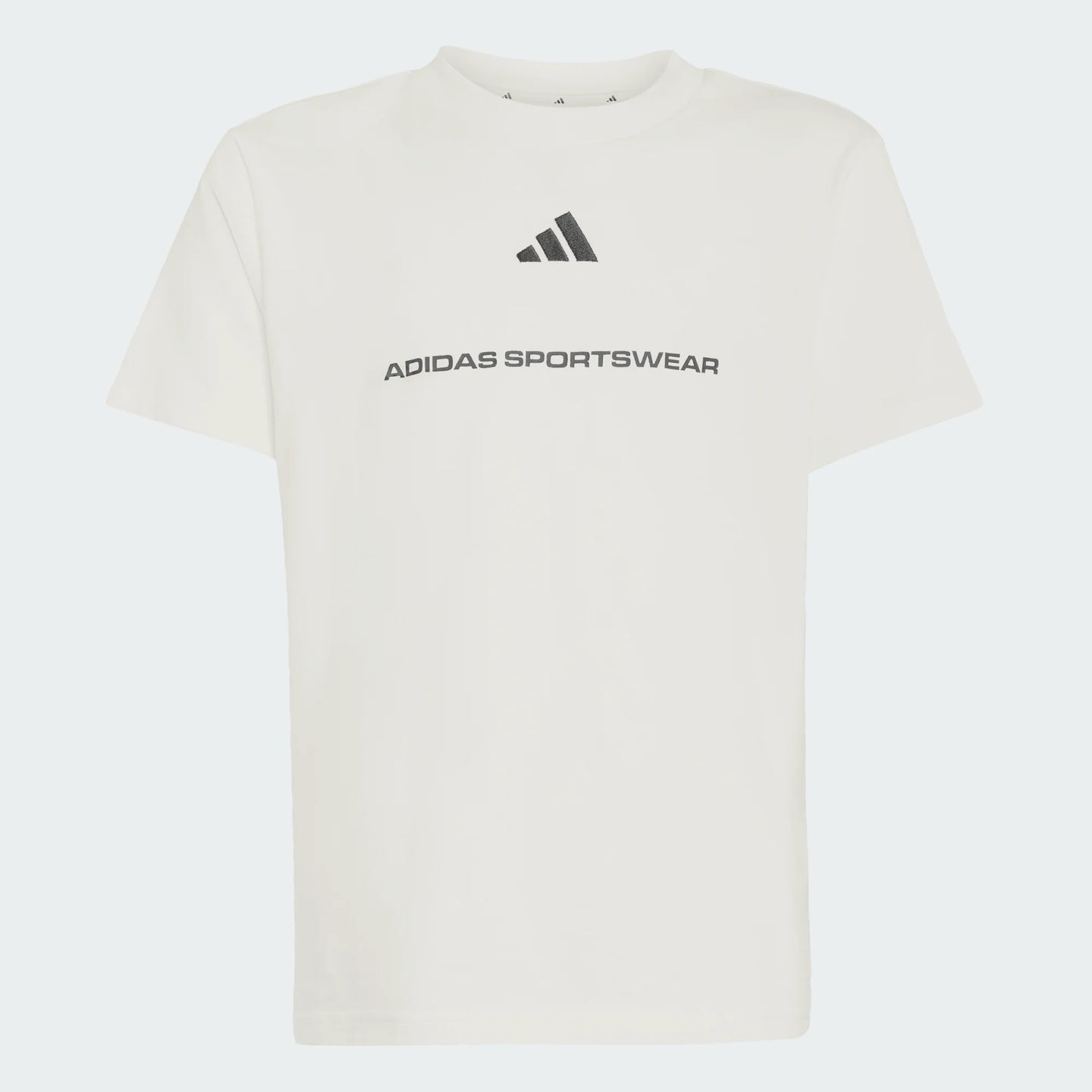 Adidas Boys T-Shirt Slogan Single Jersey Off White
