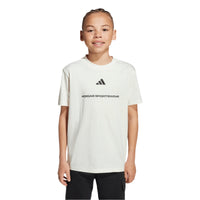 Adidas Boys T-Shirt Slogan Single Jersey Off White