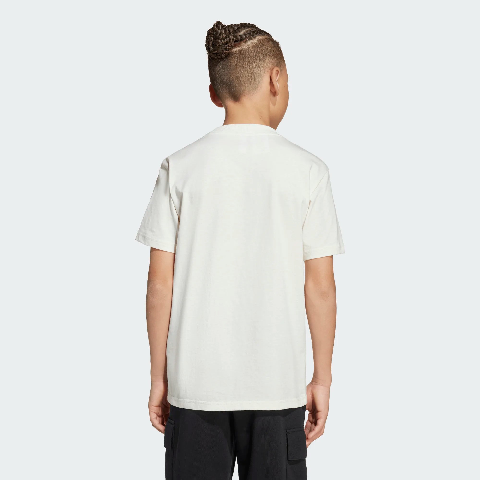 Adidas Boys T-Shirt Slogan Single Jersey Off White