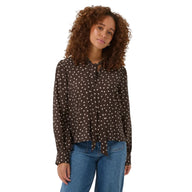 Kaffe Womens Blouse Dotte Coffee Bean/Turtledove Dot