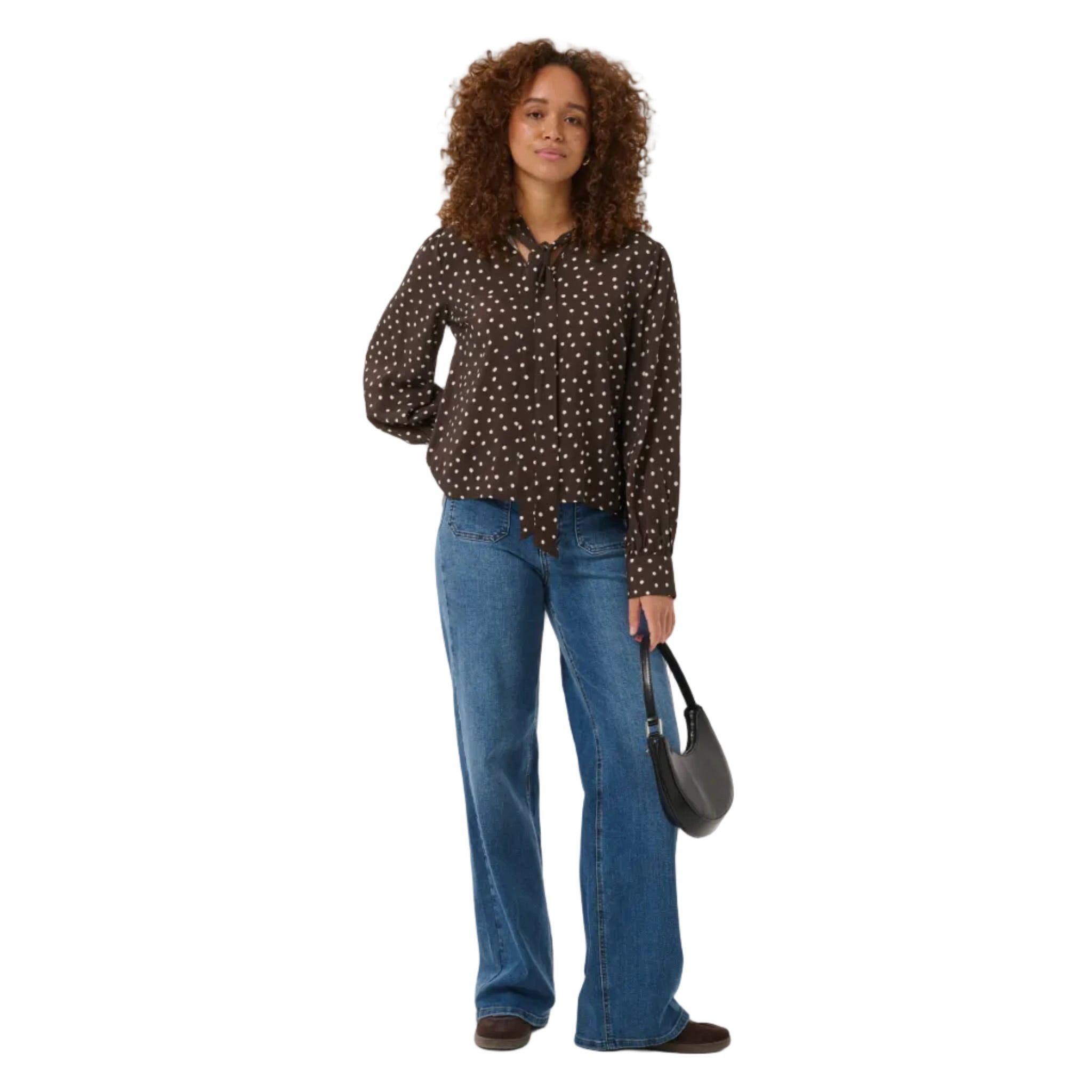 Kaffe Womens Blouse Dotte Coffee Bean/Turtledove Dot
