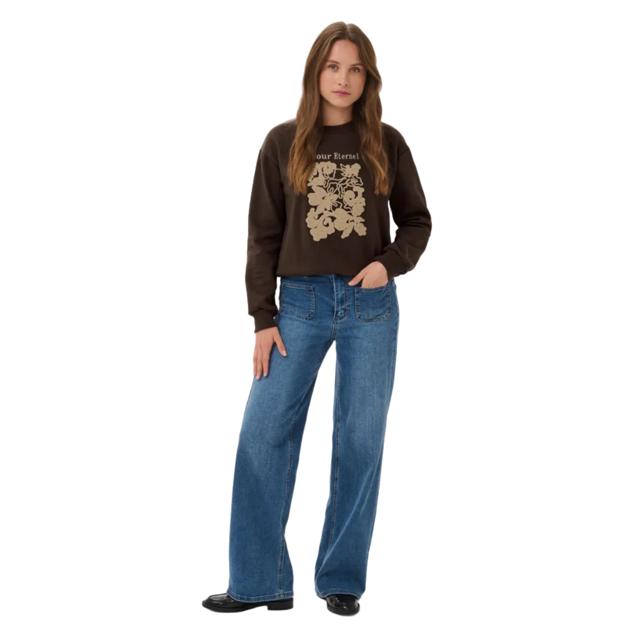 Kaffe Womens Sweatshirt Roseanne Coffee Bean