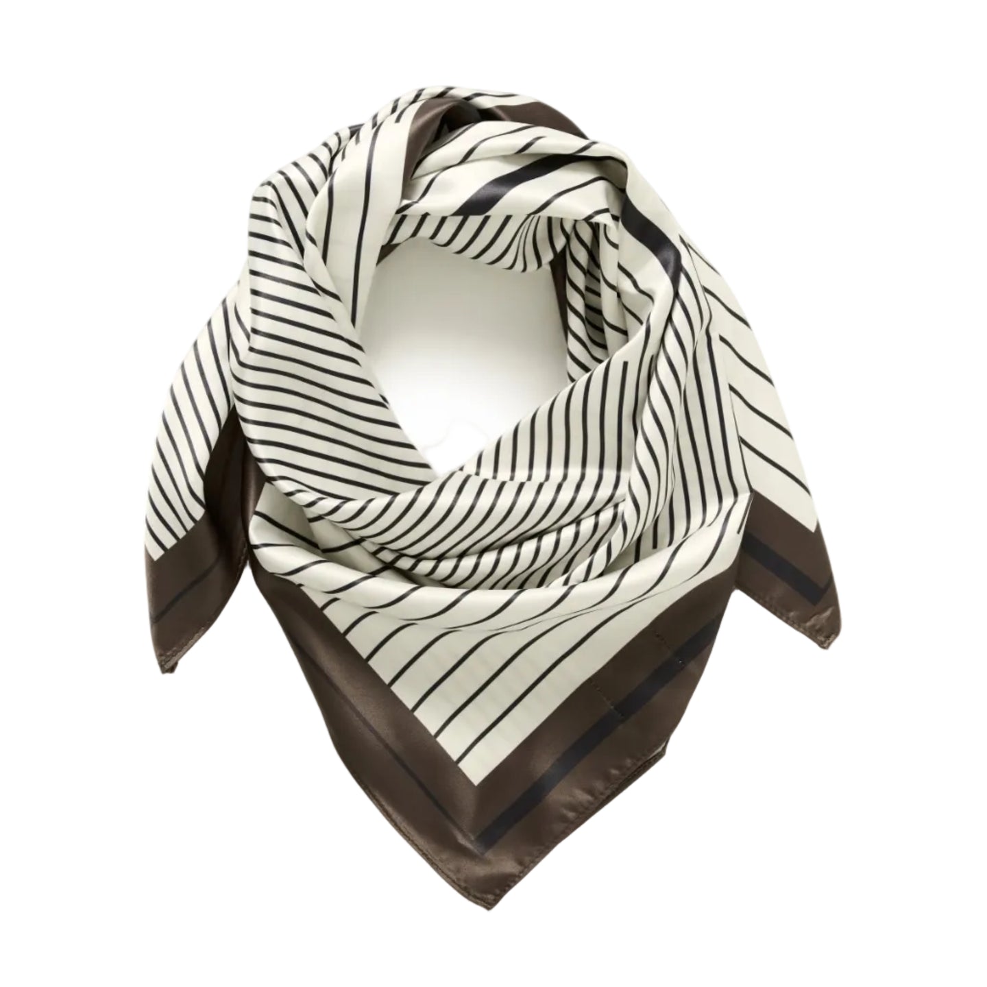 Kaffe women's black, cream and brown striped scarf