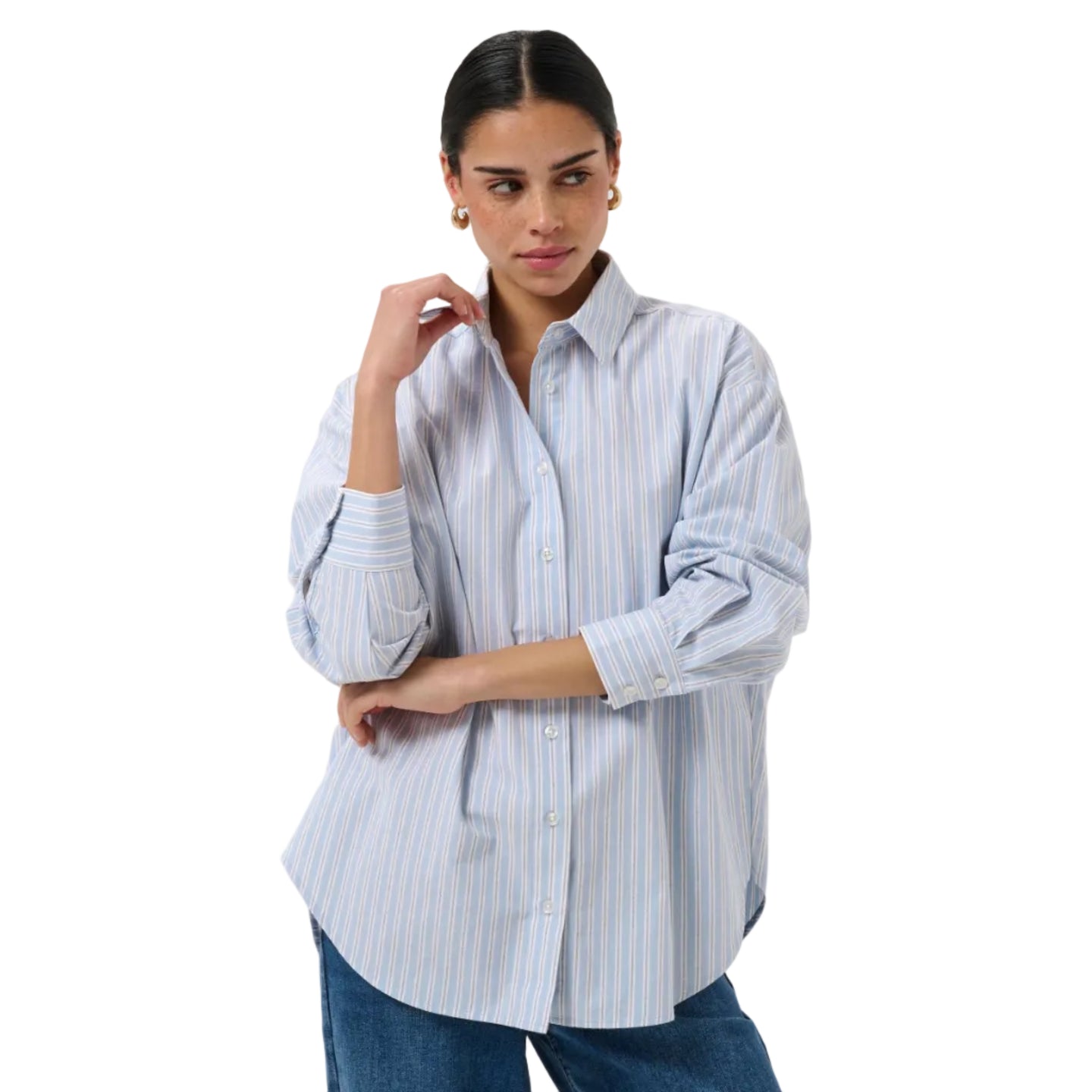 Kaffe women's blue and white striped shirt