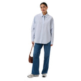 Kaffe Womens Shirt Aster Blue Fog/Chalk/Black Stripe