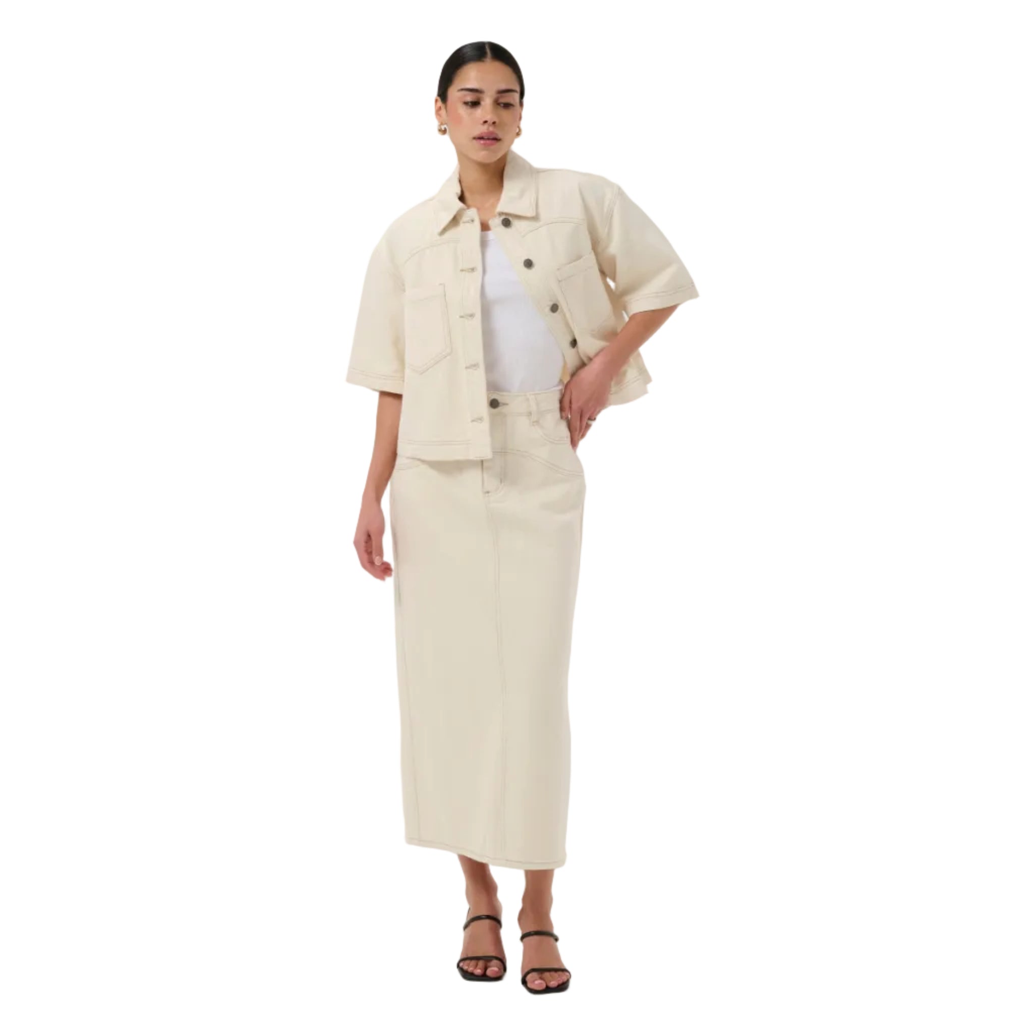 Kaffe Womens Shirt Catharina Denim Off White Washed