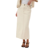 Kaffe Womens Skirt Catharina Denim Midi Off White Washed