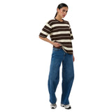 Kaffe Womens T-Shirt Winny 1/2 Coffee Bean/Turtledove Stripe