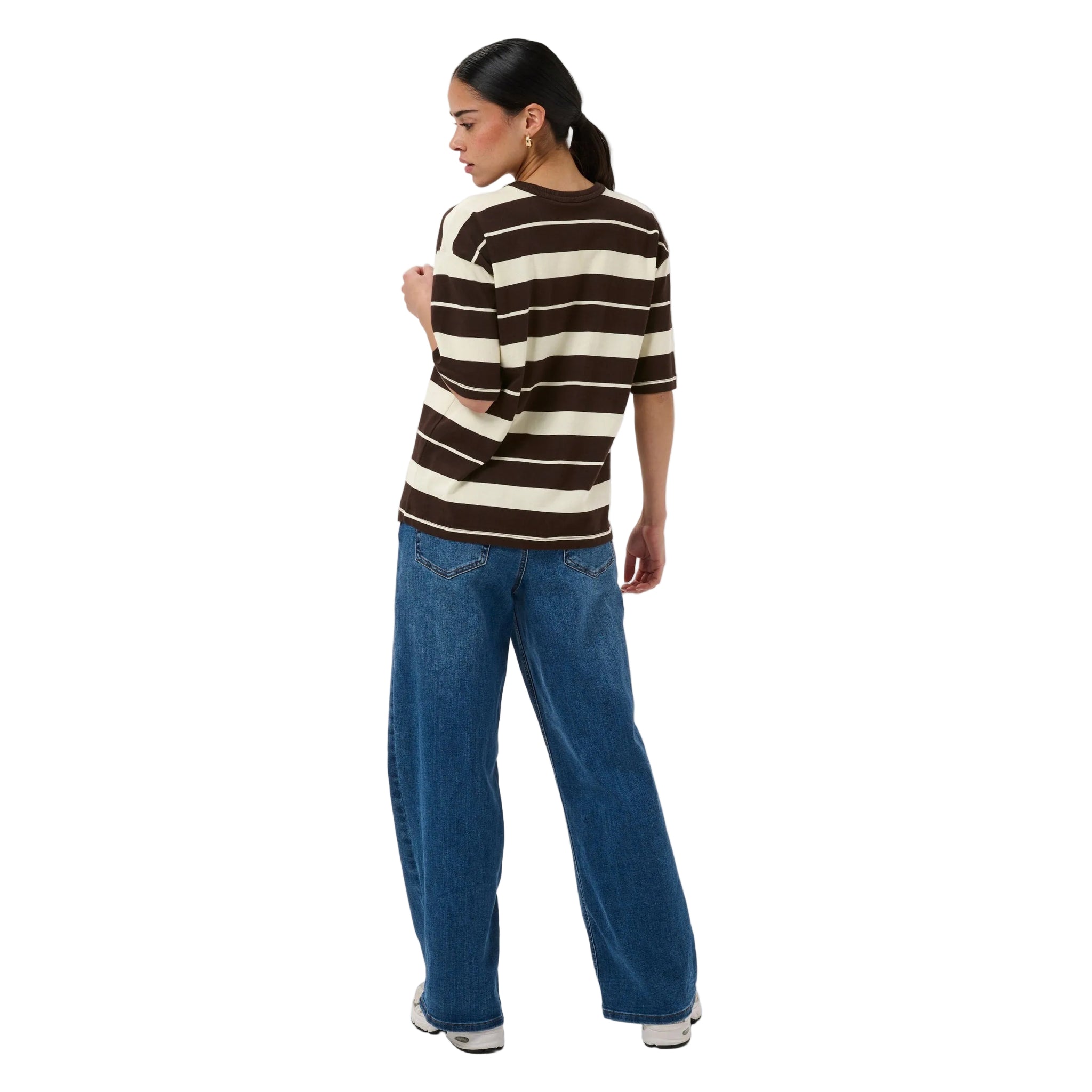 Kaffe Womens T-Shirt Winny 1/2 Coffee Bean/Turtledove Stripe
