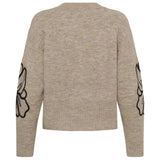 Kaffe Womens Jumper Erin Embroidery Desert Taupe/Black Flower