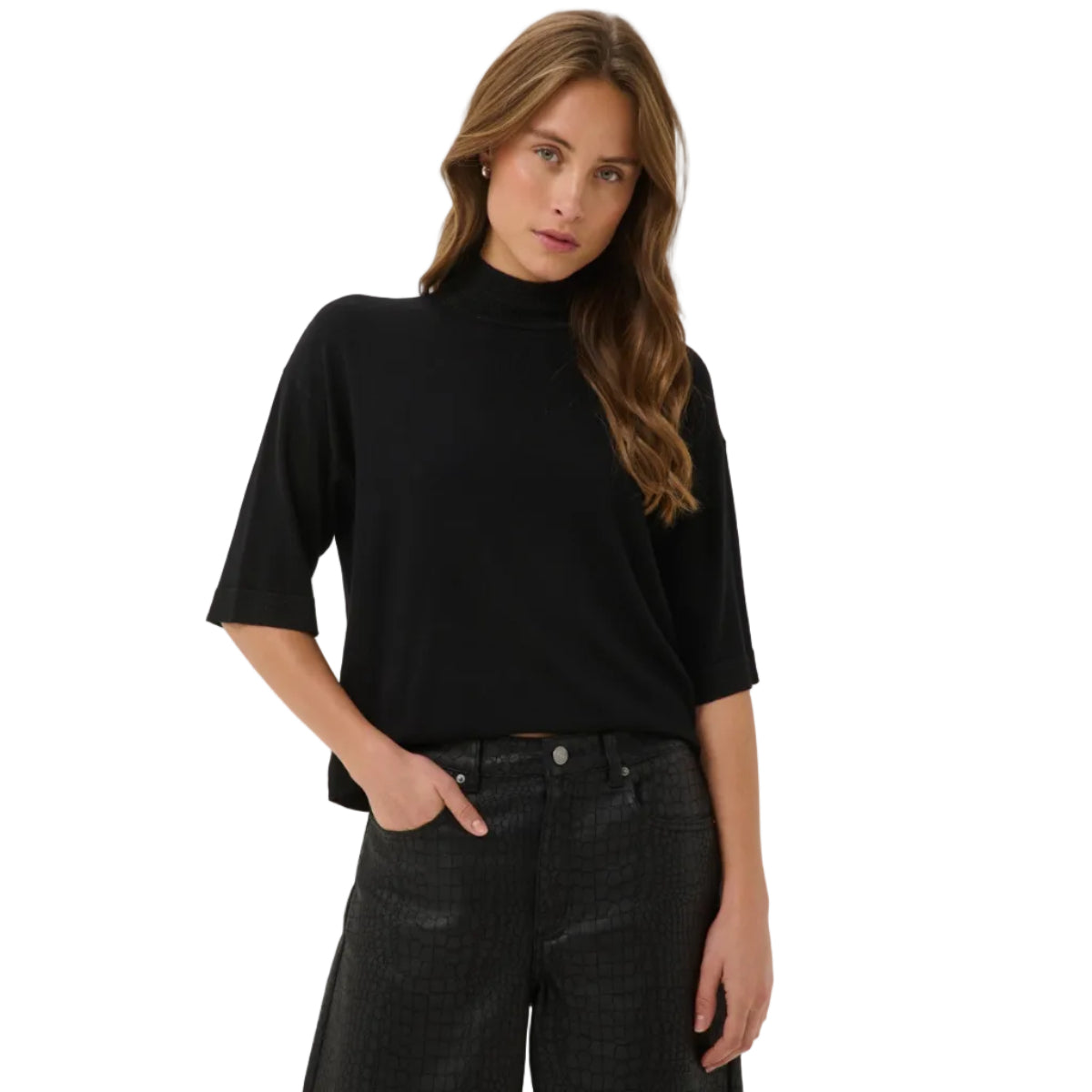 Kaffe women's Liva lurex jumper in black deep