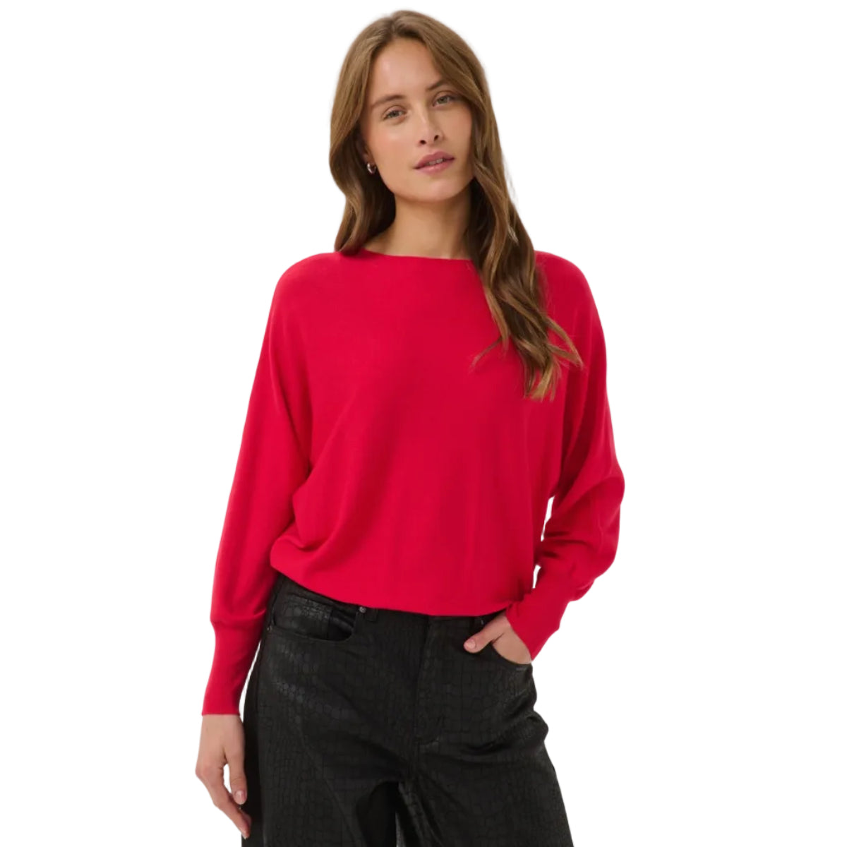 Kaffe women's Lizza batwing jumper in crimson