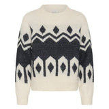 Kaffe Womens Jumper Rhonda Knit Whisper White/Dark Grey Melange