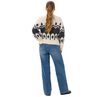 Kaffe Womens Jumper Rhonda Knit Whisper White/Dark Grey Melange