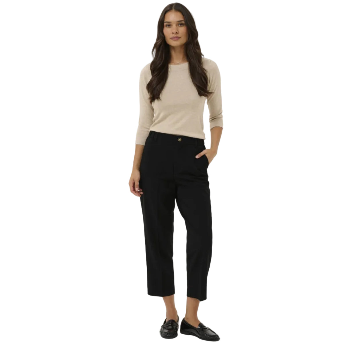 Kaffe Heather women's black cropped trousers