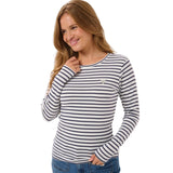 Kaffe Womens T-Shirt Liddy Chalk/Graphite/Blue Heart