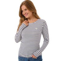 Kaffe Womens T-Shirt Liddy Chalk/Graphite/Blue Heart