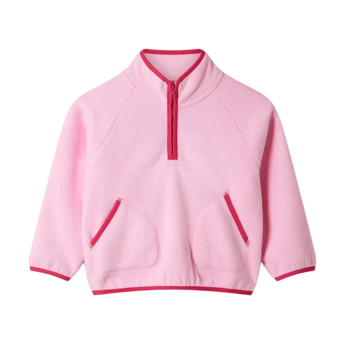 Gym+Coffee girls' polar fleece half zip in pink blossom