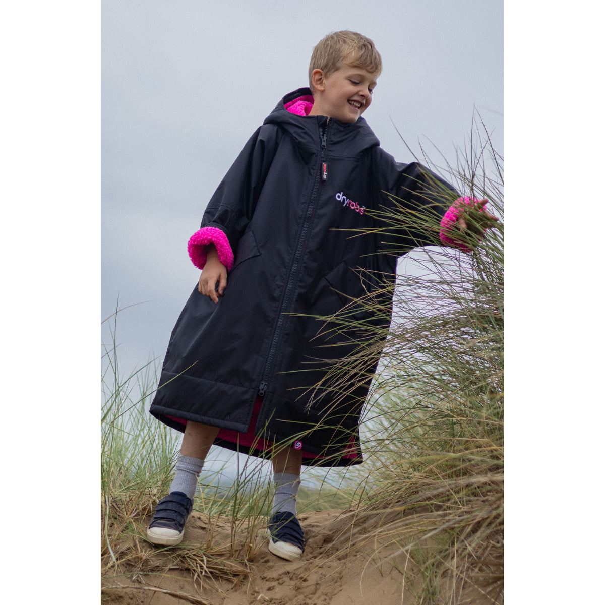 Dryrobe Kids Advance Long Sleeve V3 Black Pink
