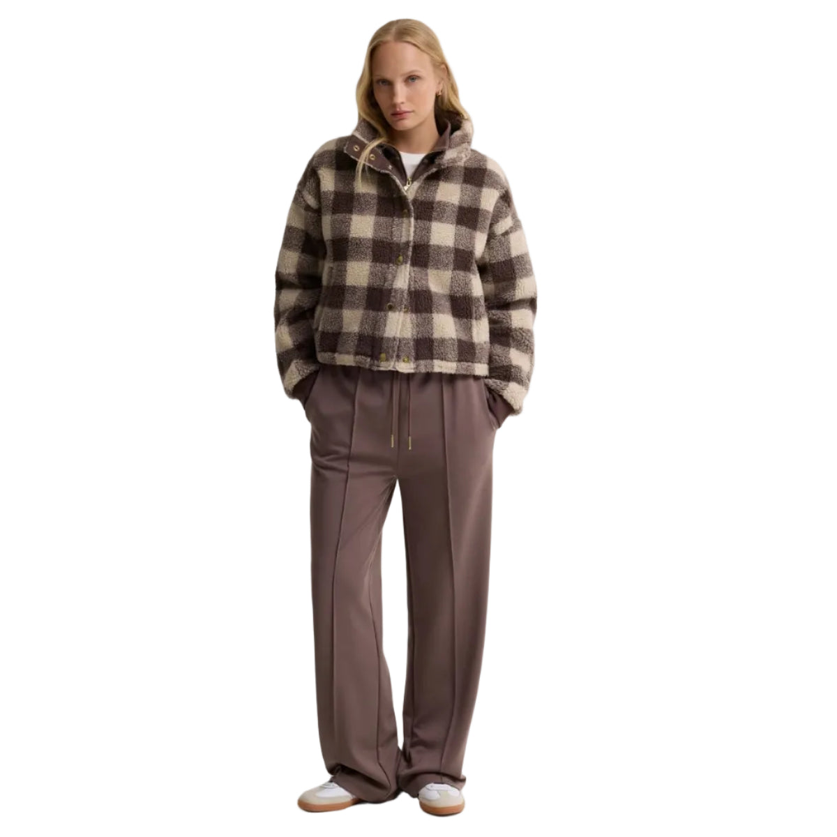 Barbour women's brown checked fleece jacket