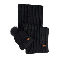 Barbour Womens Beanie/Scarf Saltburn Gift Set Black