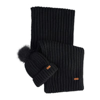 Barbour Womens Beanie/Scarf Saltburn Gift Set Black
