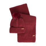 Barbour Womens Beanie/Scarf Saltburn Gift Set Cranberry