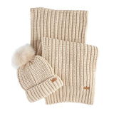 Barbour Womens Beanie/Scarf Saltburn Gift Set Pearl