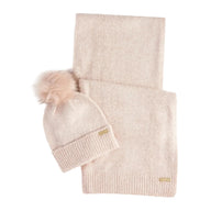 Barbour International Womens Beanie/Scarf Sparkle Gift Set Pink