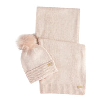Barbour International Womens Beanie/Scarf Sparkle Gift Set Pink