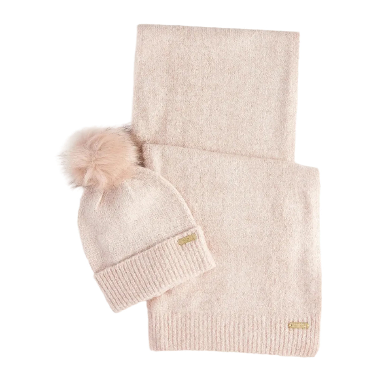 Barbour International Womens Beanie/Scarf Sparkle Gift Set Pink