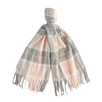 Barbour Womens Beanie/Scarf Saltburn Tartan Gift Set Grey Rose