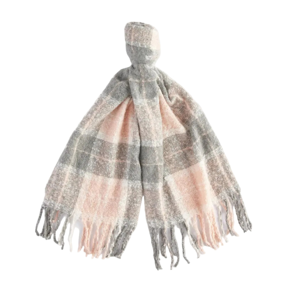 Barbour Womens Beanie/Scarf Saltburn Tartan Gift Set Grey Rose